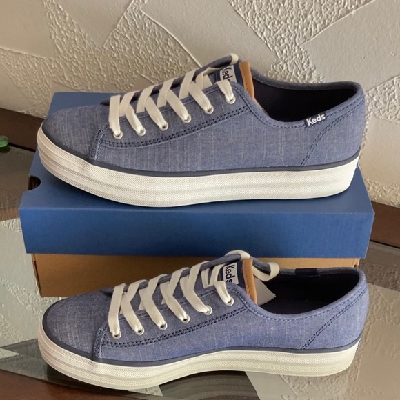 Kate Spade-Keds Triple Kick Trambray Sneaker In Navy NWT - Picture 7 of 9